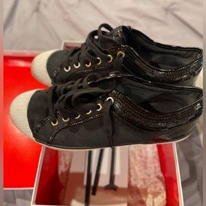 Coach Black Signature Sneakers with Sequin Detail Size 10